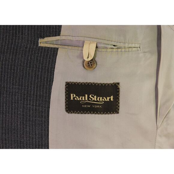 Paul Stuart Gray Thin Striped Wool Crepe 3-Btn Suit 40R - Picture 8 of 10